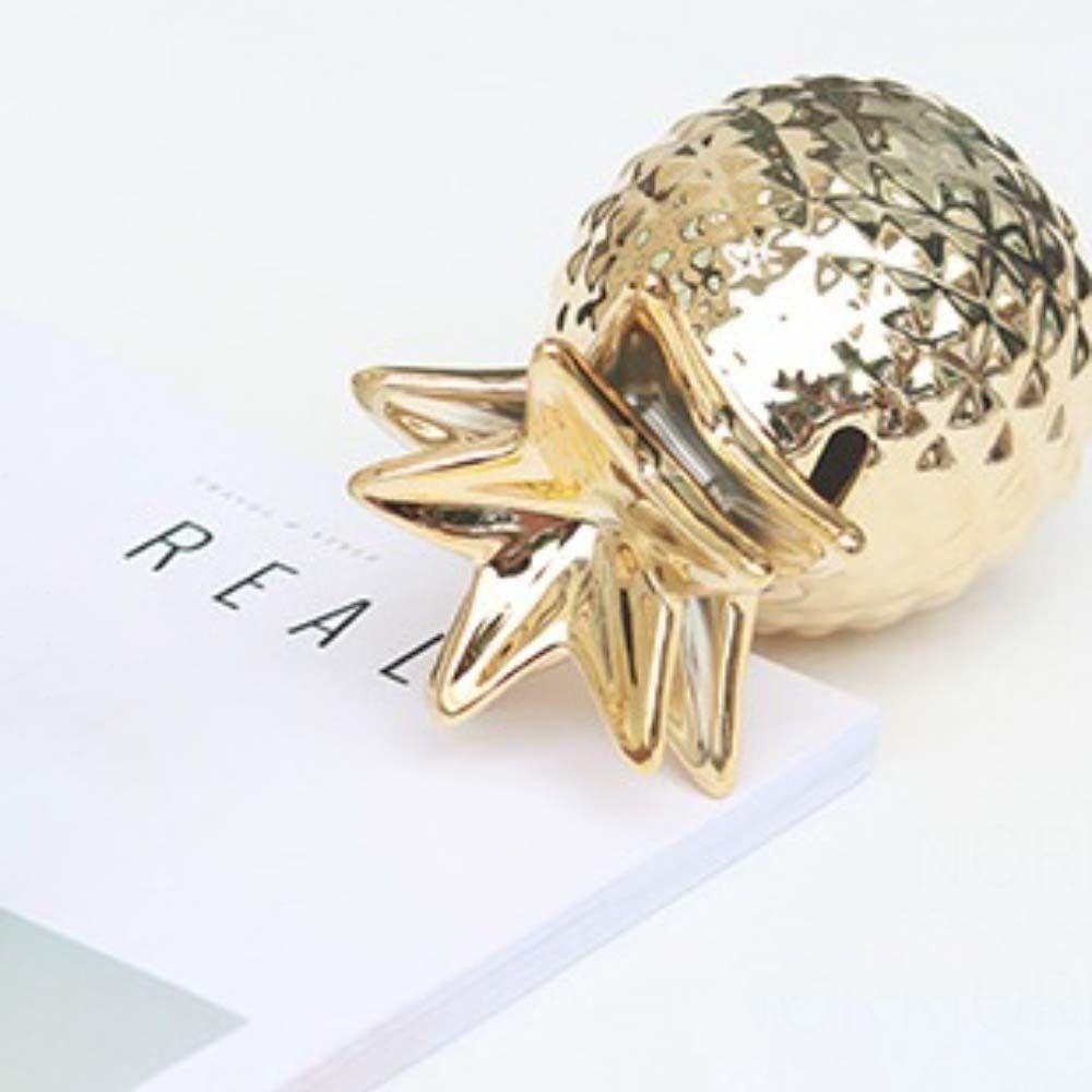 Gilding Ceramic Pineapple Piggy Bank Ceramic Money Jar Durable Savings Money Tank Adults
