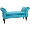 Vintage Style Bed End Bench, Wooden Structure and Padded Chesterfield Style Seat, Light Blue 117 x 40 x 58cm