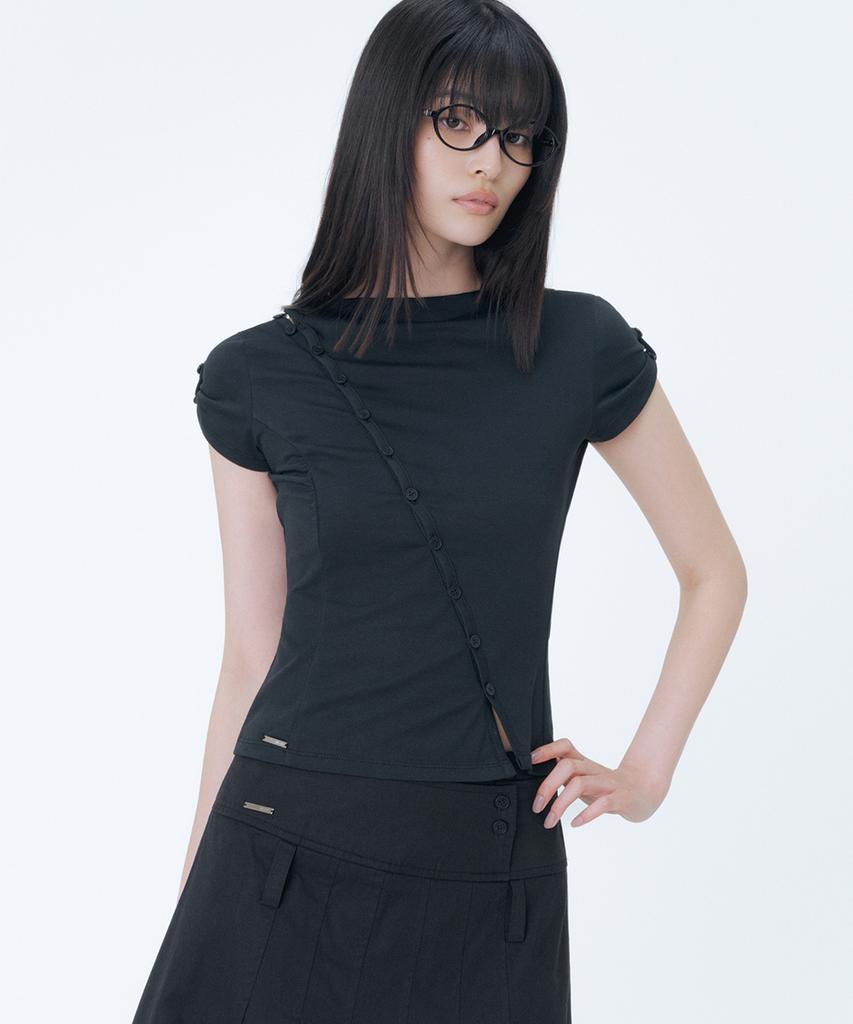 MISEKI SEOUL Diagonal Open Short Sleeve Black