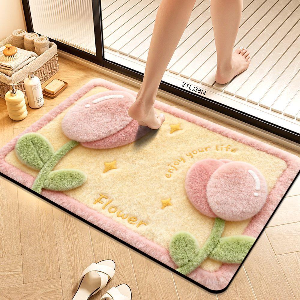 Cute cartoon 3D bathroom mat, plush foot mat, diatomaceous earth mat, absorbent doormat, non-slip bathroom mat