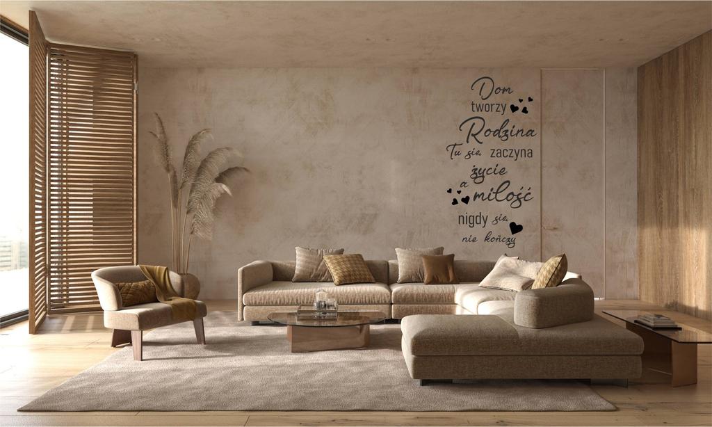 Naklejki na ścianę dom tworzy rodzina życie miłość serca 100x50cm nc_009