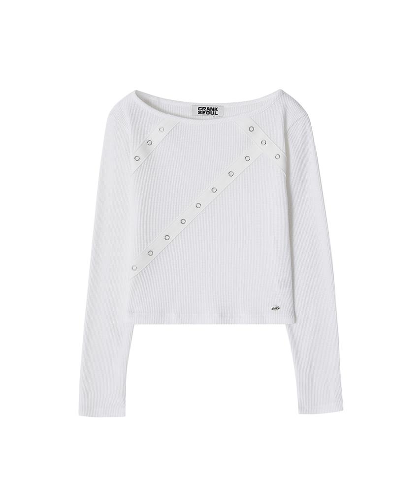 CRANK Eyelet Tape Waffle T-Shirt_White