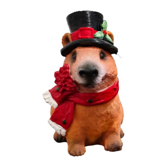 Small Garden Statues for Balcony Christmas Capybara Resin Figurine, Statue with Santa Hat Scarf Wreath, Cozy Interior Decor Pieces Cute Tabletop