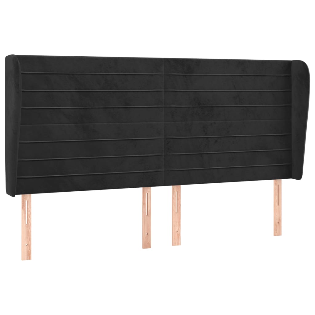 Headboard with Ears Black 163 x 23 x 118 128 cm Velvet