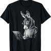 Image Of Donkey With Laptop Glasses Art Drawing Animal Motif T Shirt Vintage Casual Soft Slightly Streetwear Stylish