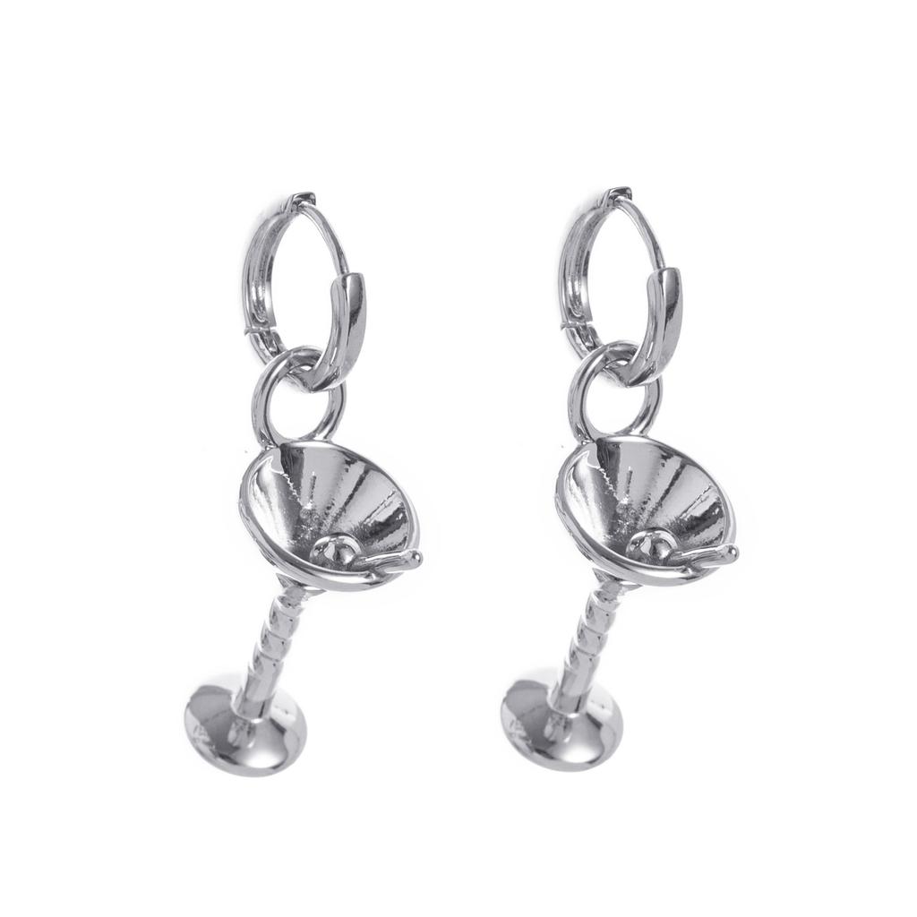 Wine Glass Orange Cherry Earrings Design Sense Gold Steel Color Electroplating 18K Gold Color Retention
