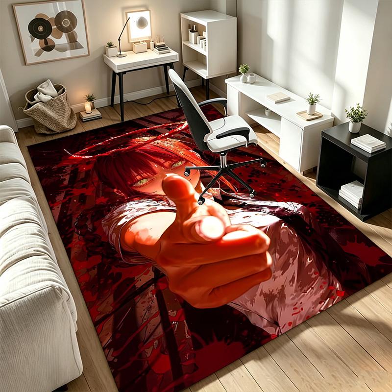 Chainsaw Man A rug suitable for office chair areas living rooms and computer desks perfect for home offices and an ideal holiday gift