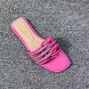 New Crystal Stone Stripes Slippers for Women Shoes Fashion Luxury Designer Flat Slides Rhinestone Sandals Chaussure Femme