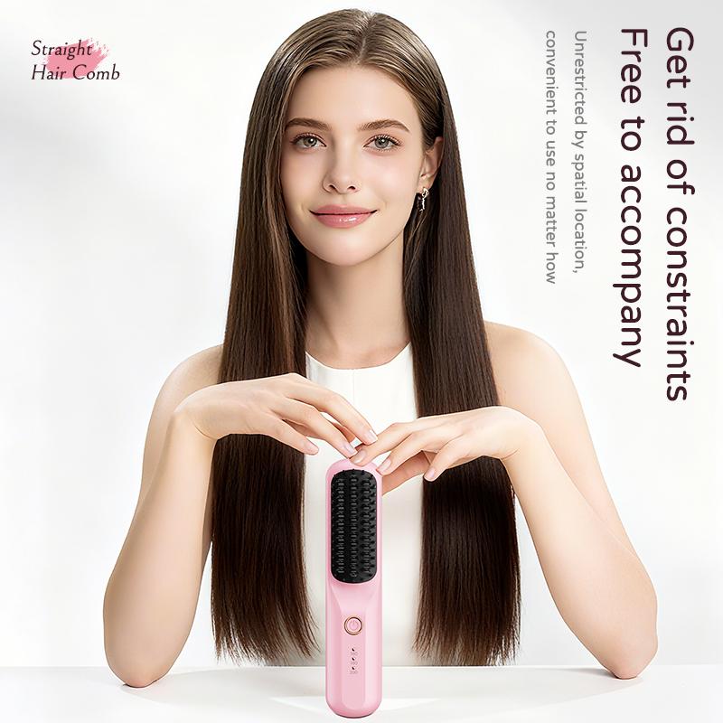Portable Hair Straightening Comb with Adjustable Temperature Anti Scald Design for Travel Home Use