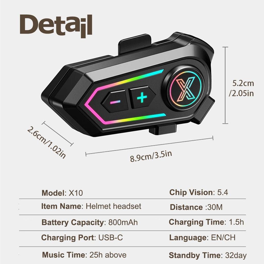 X10 Bluetooth 5.4 гарнитура для шлема мотоциклиста для мотоциклиста беспроводной набор для звонков на телефон водонепроницаемые наушники MP3-плеер для мотоцикла