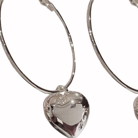 1 Pair Hoop Earrings Round Heart Pendant Plated Jewelry Exaggerated Appearance Dangle