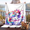 Warm Flannel Blanket Unicorn Pattern, Lightweight Comfortable Throw Blanket for Bed Sofa Use