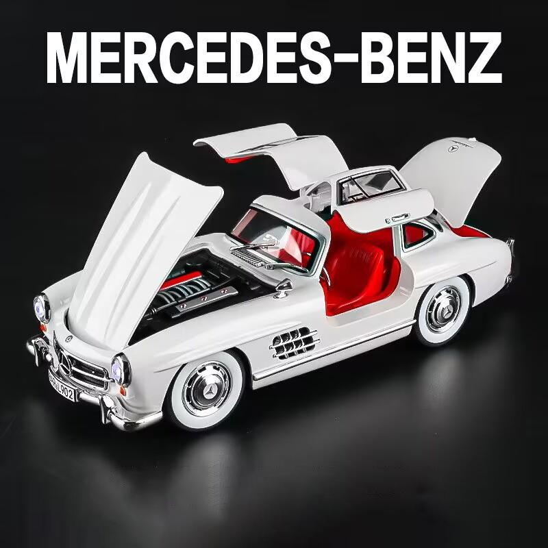 1/24 Mercedes Benz 300SL Alloy Classic Vintage Car Model Car Модель автомобиля литая металлическая инерционная со звуком и светом для детей в подарок
