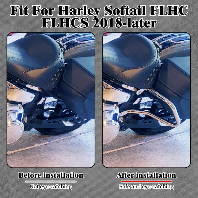 Motorcycle Rear Guard Crash Bar Saddle Bag Highway Engine Bumper Protector For Harley Softail Heritage Classic FLHCS FLHC 18-Up