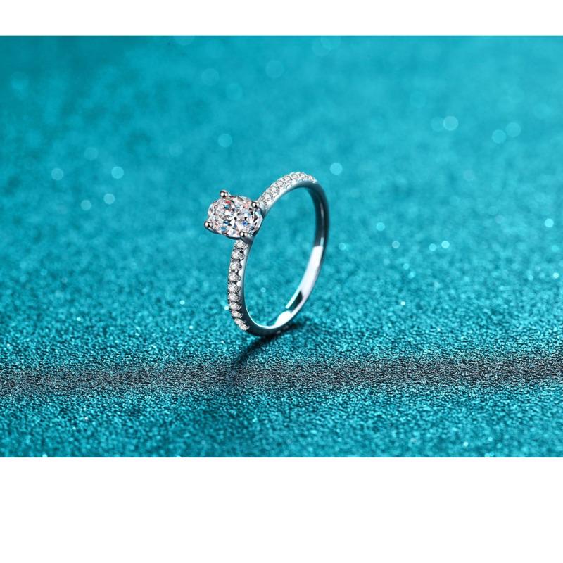 Bague Ringen 1 или 2 карата обручальное кольцо с муассанитом овальной огранки для женщин, сверкающие ювелирные изделия, кольцо из 100% стерлингового серебра 925 пробы, женское кольцо GRA
