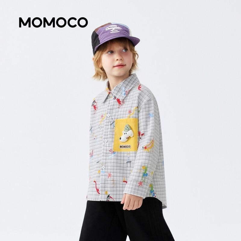 Веселая клетчатая рубашка с длинным рукавом для мальчиков MOMOCO