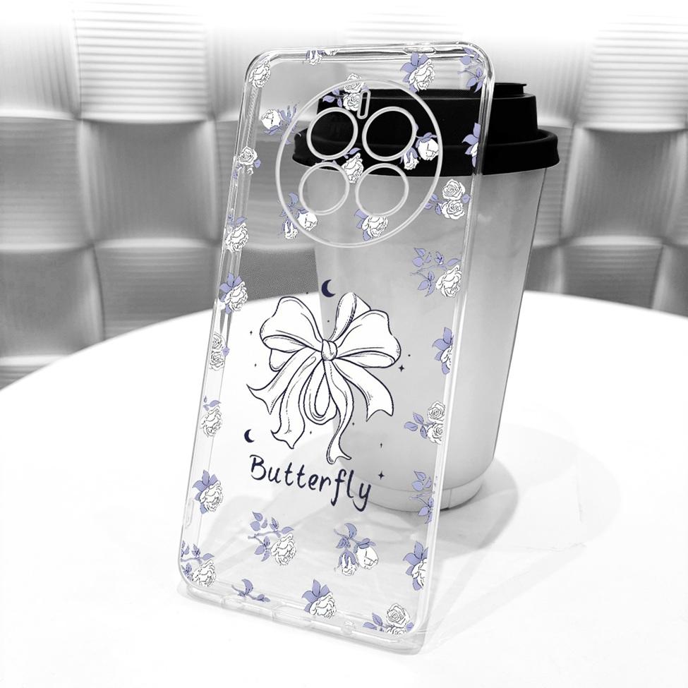 For Huawei Mate 50 Clear Case Cover Aesthetic Luxury Cute Cat Fashion Butterfly Funny Painted Funda For Huawei Mate 50E Casing