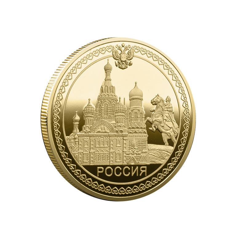 Памятная монета Петра Великого, позолоченная, сувенирная художественная коллекция AVE