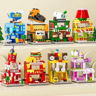 Собрать модель уличного коммерческого украшения Mini City, совместимую со строительными блоками для детских развивающих игрушек