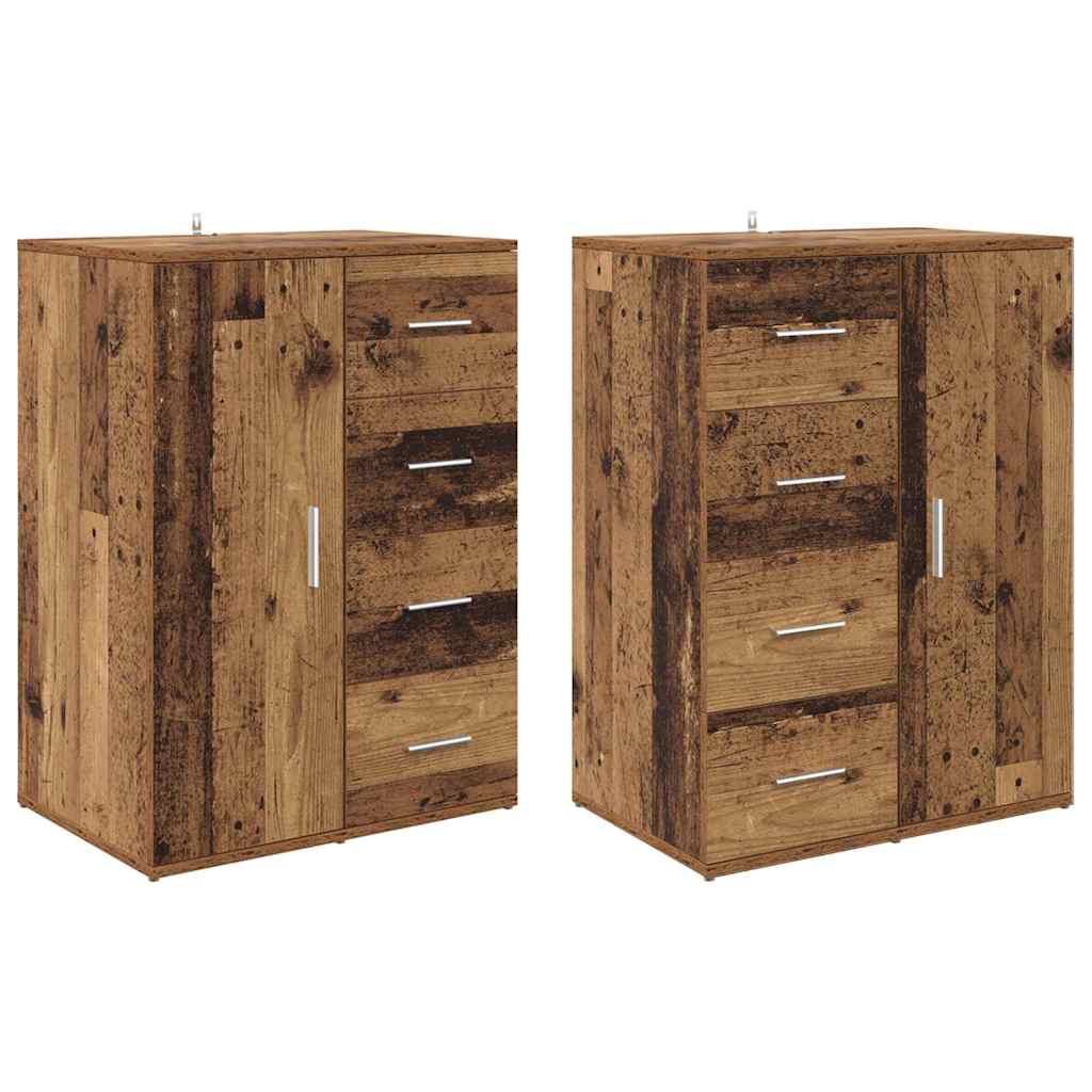 Corona Sideboards Set of 2 Reclaimed Wood Look 59 x 39 x 80 cm Engineered Wood
