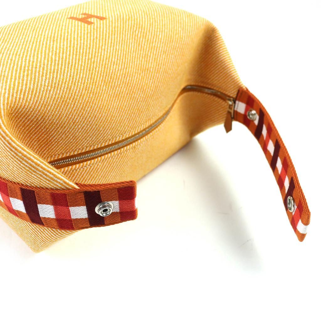 Pristine HERMES Handbag BRIDE A BLACK GM OC Serie Button H Logo Pouch Orange Used