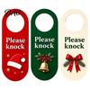 Christmas Door Hanger Wooden Hanger, Santa Hat Bell Bow Hanging Sign Holiday Welcome for Knob, Festive Home Front Entrance Decor Seasonal