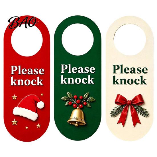 Christmas Door Hanger Wooden Hanger, Santa Hat Bell Bow Hanging Sign Holiday Welcome for Knob, Festive Home Front Entrance Decor Seasonal