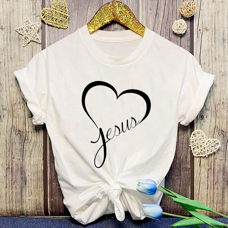 Новые Горячие Христианские Футболки с Принтом Любви Иисуса Женские Мужские Летние Повседневные Футболки с Круглым Вырезом и Коротким Рукавом Модные Рубашки Футболка