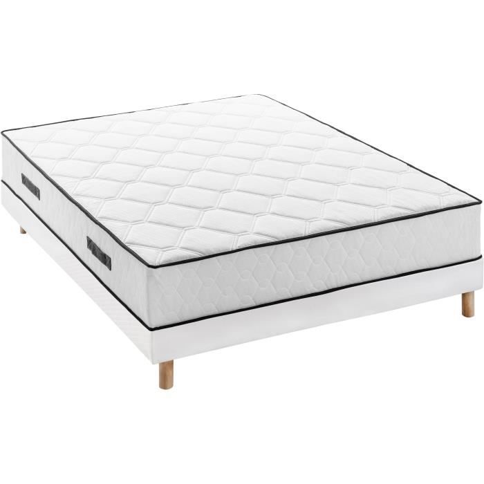 Mattress and Box Spring Set 160 X 200 Cm Height 27 Cm - Pocket Springs - 7 Zones - Reversible - Made In Belgium - DEKO DREAM