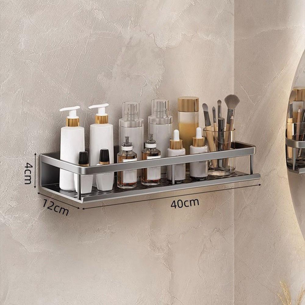 No Drill Shower Organizer Aluminum Corner Shower Shelf Multi-function Bathroom Shelves  Bathroom