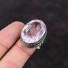 Граненое розовое кольцо с кунцитом, винтажное кольцо с драгоценными камнями, серебряное кольцо 925 пробы, изящное кольцо, серебряные украшения для подарка