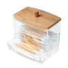 Cotton Swab Storage Box Makeup Organizers Qtip Container Cosmetic Small Change Jewelry Storage Box Bamboo Lid Jar Home Storage