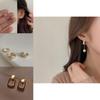 Korean Style Earrings With Classic Metal And Pearl Accents For Women