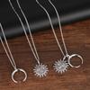 Vintage Silver Sun Moon Pendant Necklace Idol Personality Temperament Female Valentine'S Day Girlfriend Gift Item