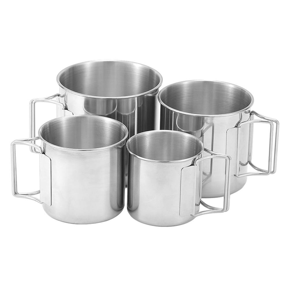 Чашка для воды для кемпинга со складной ручкой, кружка для кемпинга, легкая кружка для чая, пива, кофе из нержавеющей стали для кемпинга, пешего туризма