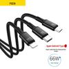 PISEN 66W Кабель для быстрой зарядки 3-в-1 для устройств Apple и Android