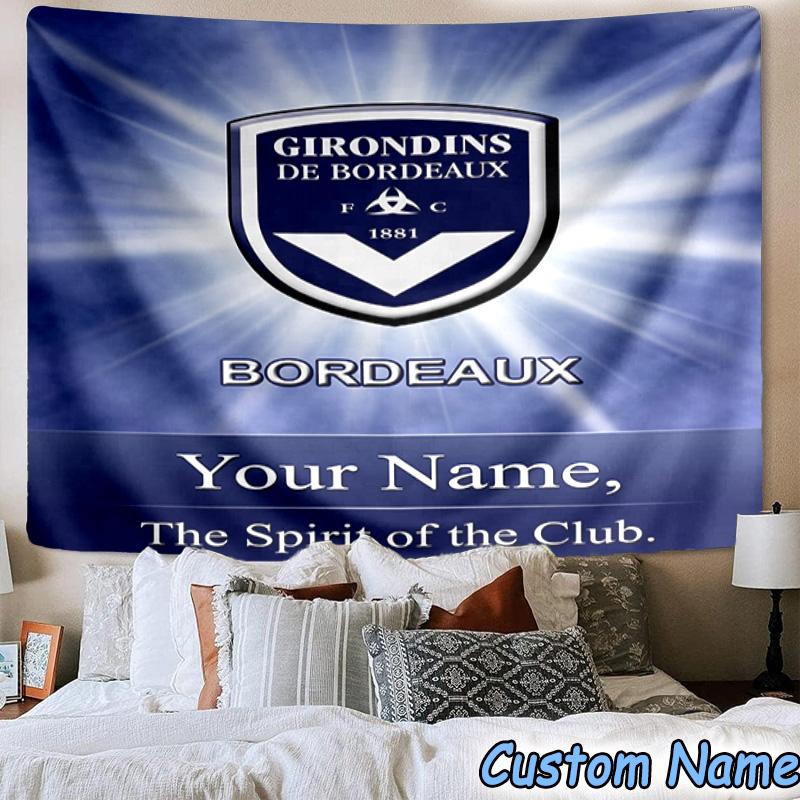 Custom Name Girondins Bordeaux Printed Tapestry, for Bedroom,Livingroom, dormitory, Large Wall Decor, Fabric Decor Fan Birthday Gifts