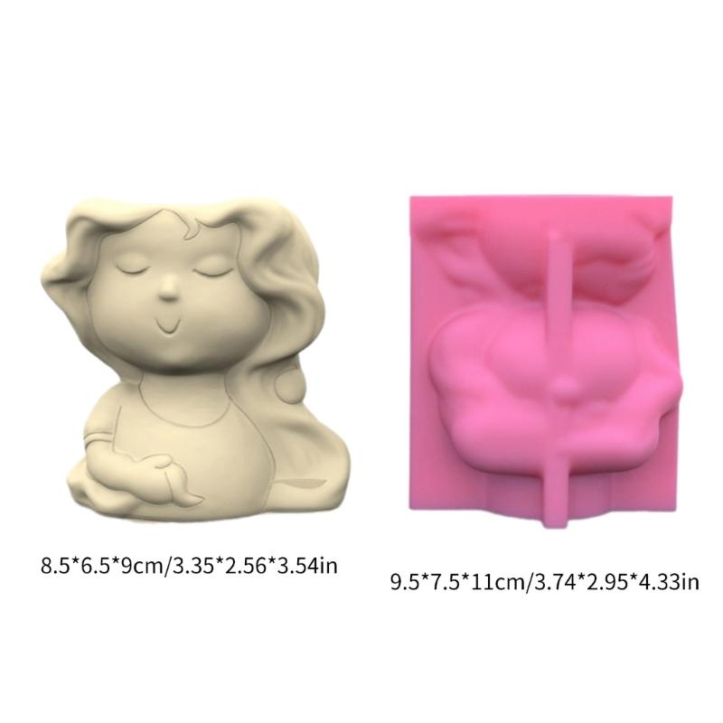 Succulent Plant Silicone Mold Sweetheart Girl Flower Pots Mould Practical Concrete and Gypsum Mould for Floral Planter