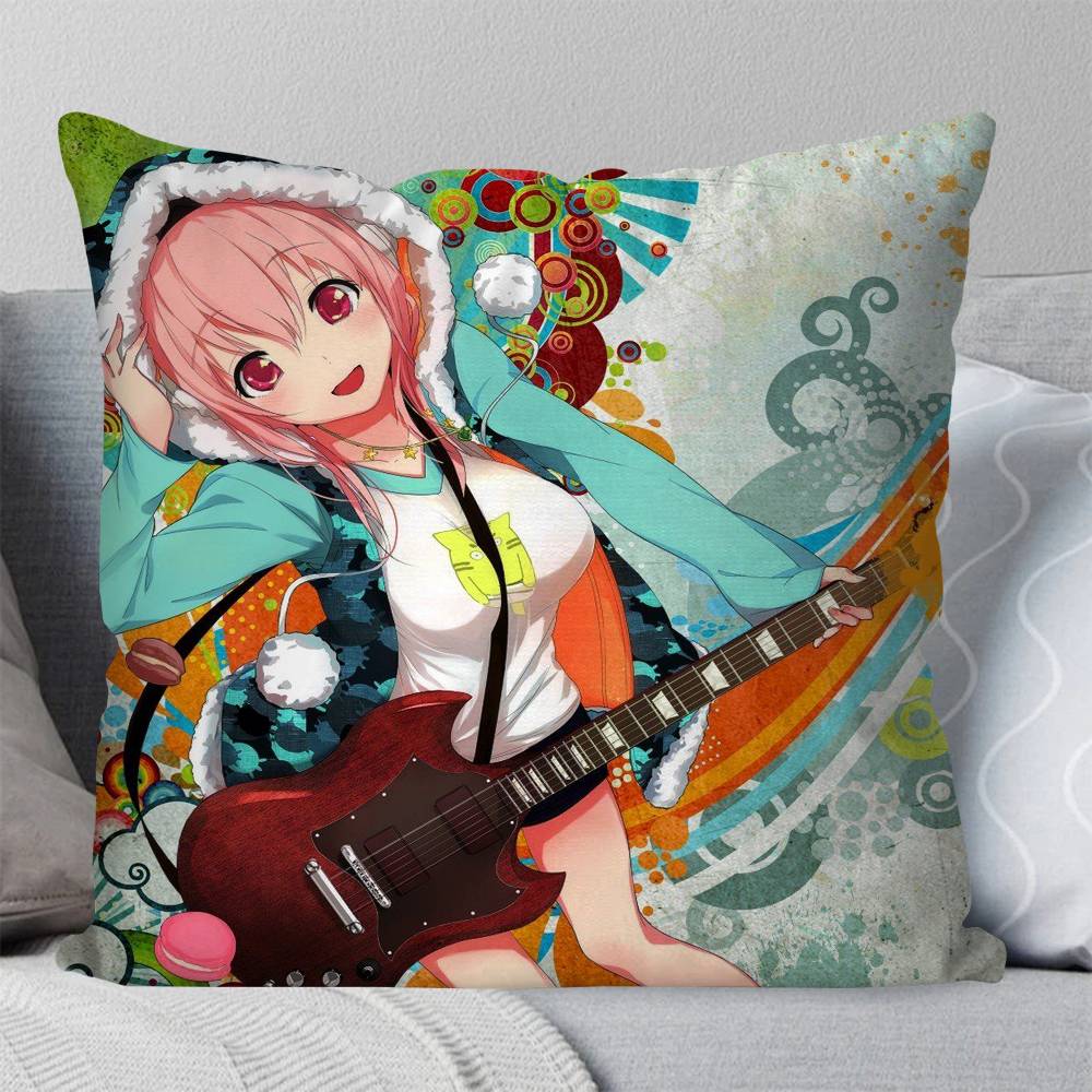 Manga Singer Super Sonico Pillow Case Fashion Square Pillowcase Bedroom Sofa Room Ins Decoration Leisure