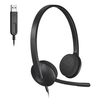 [Гарнитура Logitech H340r, Шумоподавление, Стерео, USB-подключение, Легкие наушники, Черный, Совместимость с Windows, Mac, Chrome, Для удаленной работы,