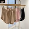 Шорты с высокой талией и завязками на талии, женские летние новые американские спортивные повседневные шорты с широкими штанинами и эластичным поясом