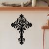 Metal Cross Wall Decor Art Flower Pattern Indoor Outdoor Hanging Decoration for