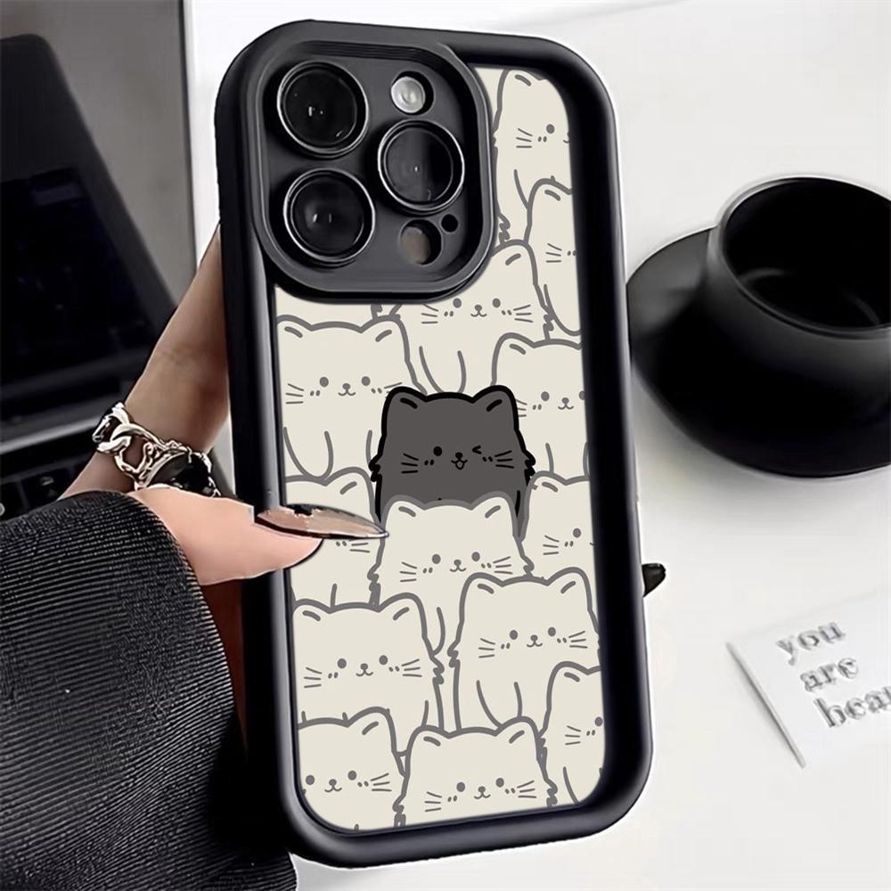 LZ7 Cartoon Cat Cute Silicone Phone Case for Infinix Smart 9 Hot 40i Tecno Camon 20 Pro Moto G22 G30 OnePlus Google Pixel 9 Shockproof Back Cover