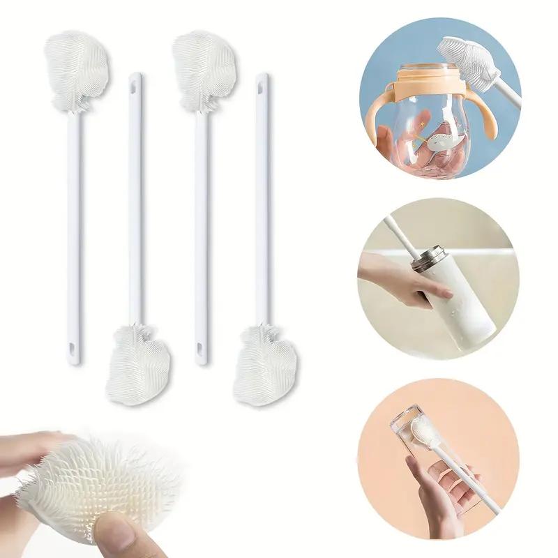 1/3PCS New Silicone Milk Bottle Brush Cup Scrubber Glass Cleaner Kitchen Cleaning Tool Long Handle Drink Bottle Glass Cup Cleaning Brush