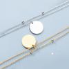 S925 Stamp Silver Color Double Layer Round Disc Pendant Necklace Gold Color Bead Chain Charm Necklace For Women Jewelry S -N574