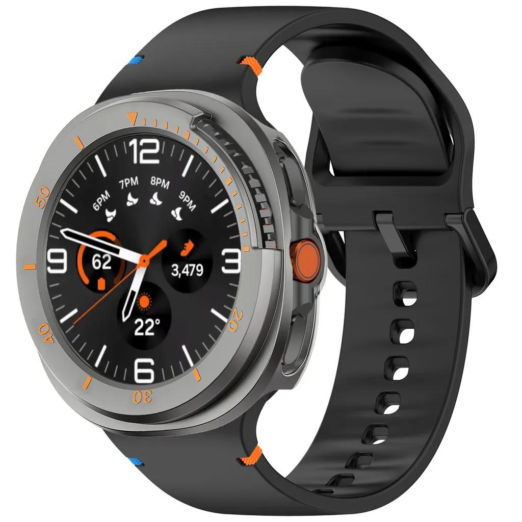 Case+ Band For Samsung Galaxy Watch 8 Classic 46mm Silicone Bracelet Strap Hard PC Bumper For Galaxy Watch 8 Classic NO Glass