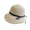 Spring and summer Hepburn style literary and simple crimped fisherman hat beach face covering sun hat foldable sun protection hat women