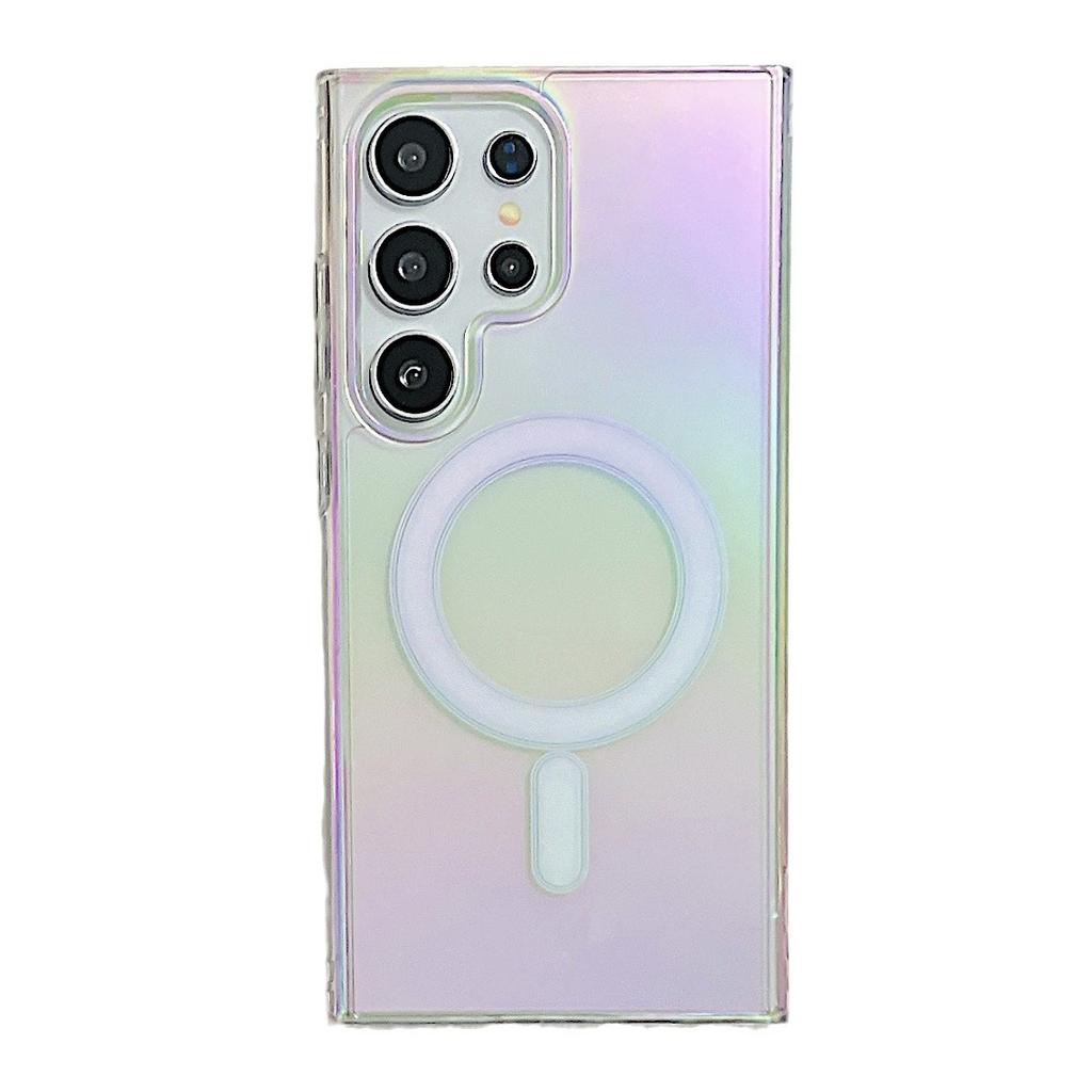 Samsung S25 Ultra Гальванизированный Магнитный Чехол-Абсорбер для Мобильного Телефона Подходит для S24FE Модный Градиент Радуга A56 Красочный Акрил