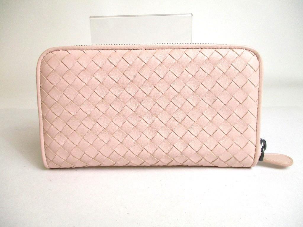 Authentic BOTTEGA VENETA Intrecciato Light Pink Leather Round Zip Wallet Purse #a442  Refurbished