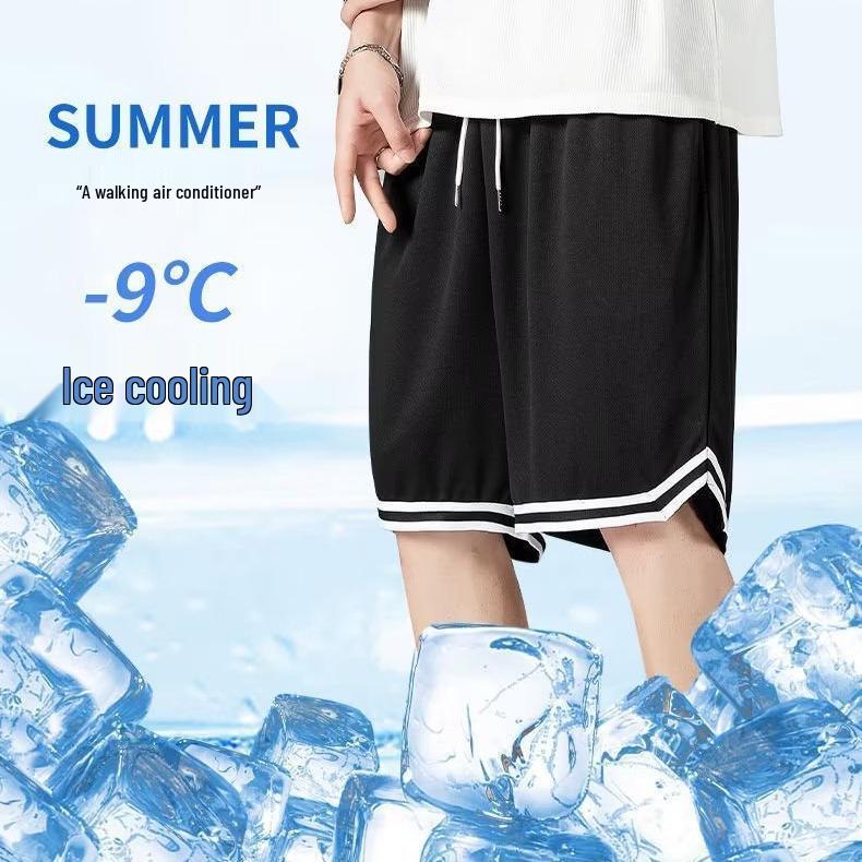 Men's Trendy Quick-Dry Ice Silk Basketball Shorts - Lightweight, Loose, Casual Summer Sportswear